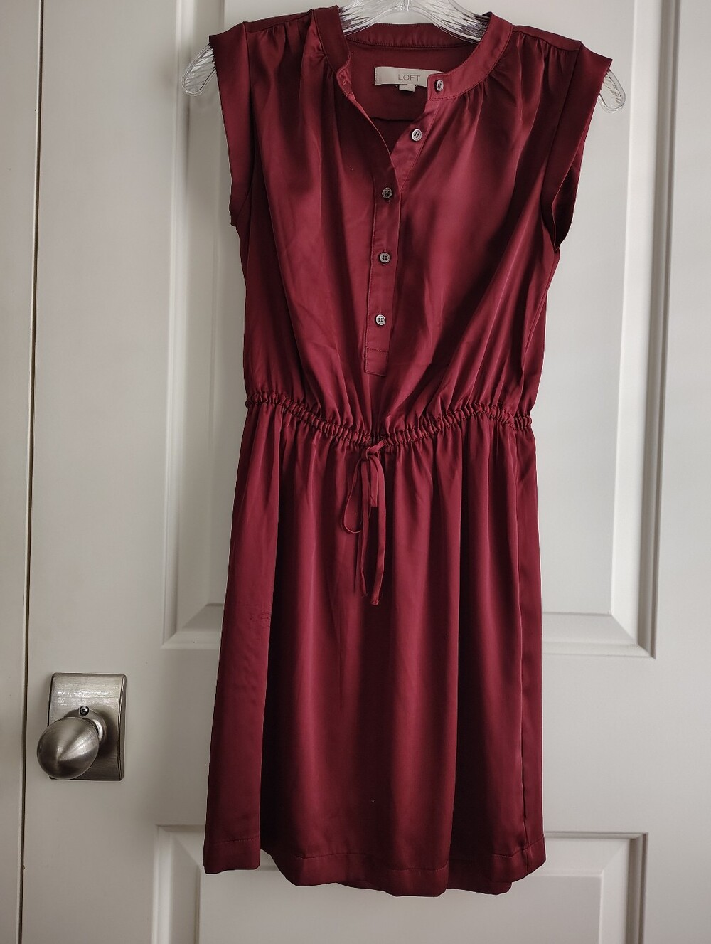 LOFT Burgundy Button-Front Sleeveless Mini Dress Size PXS
